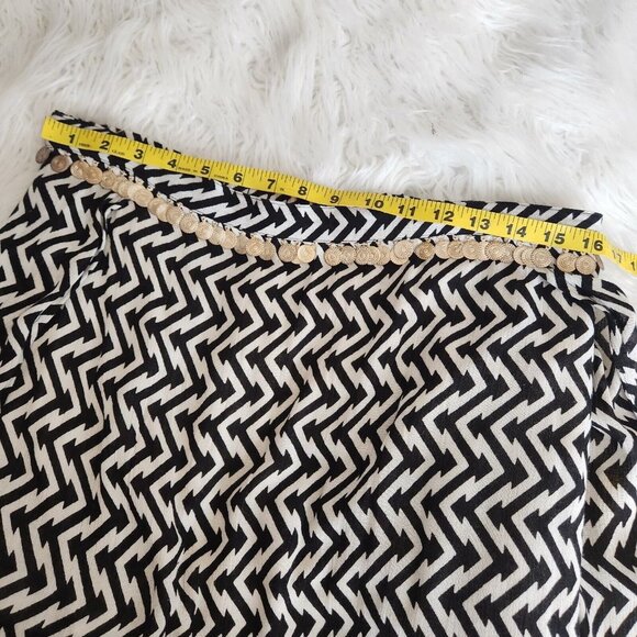 Earthbound Boho Maxi Skirt Geometric Women‎ Size XL Gold Coins Side High Slit - Picture 6 of 9